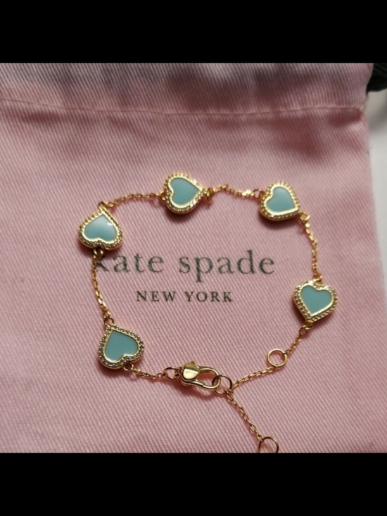 kate spade Jewelry - Kate Spade Take Me Tiffany Light Blue Enamel Hearts Bracelet